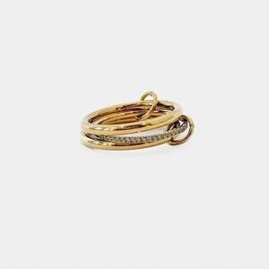 NEW PRETTY SIMPLE women's layered in crystals ring in gold/silver